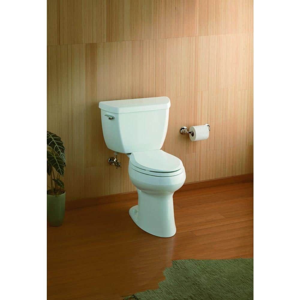 White Elongated High Efficiency Two-Piece Toilet with Pressure Assist