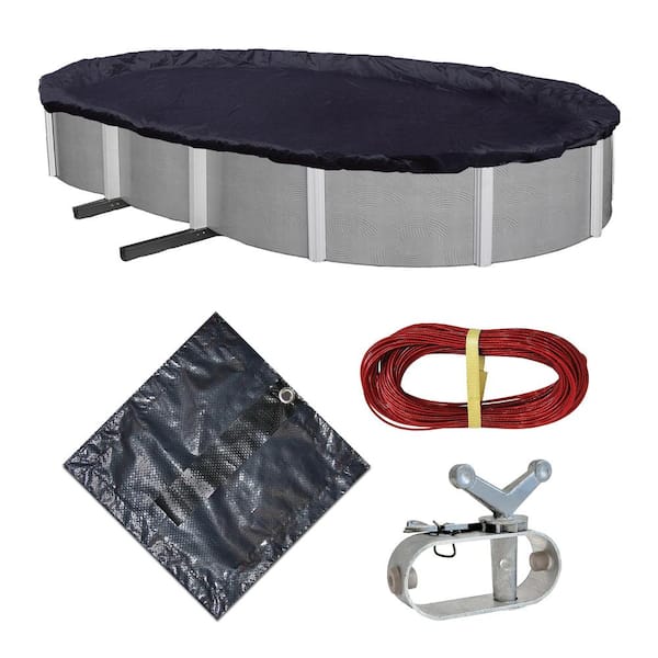 Blue Wave 8-Year 16 ft. x 32 ft. Oval Navy Blue Above Ground Winter Pool Cover