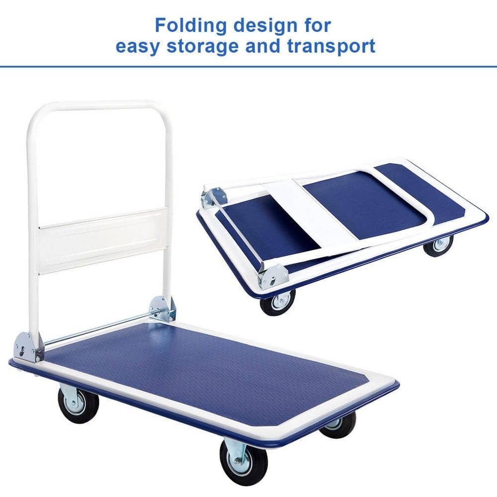 660lb Blue Steel Folding Platform Cart Dolly