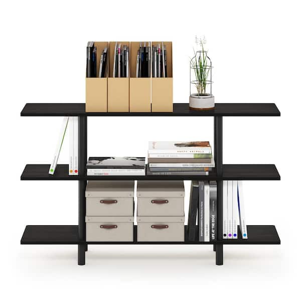 Furinno 27.83 in. Espresso Plastic 3-shelf Etagere Bookcase with Open Back