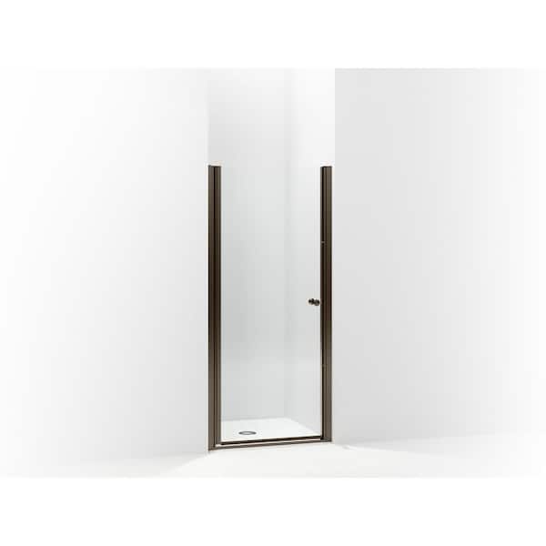 STERLING Finesse 30-1/4 in. x 65-1/2 in. Semi-Frameless Pivot Shower Door in Deep Bronze with Handle