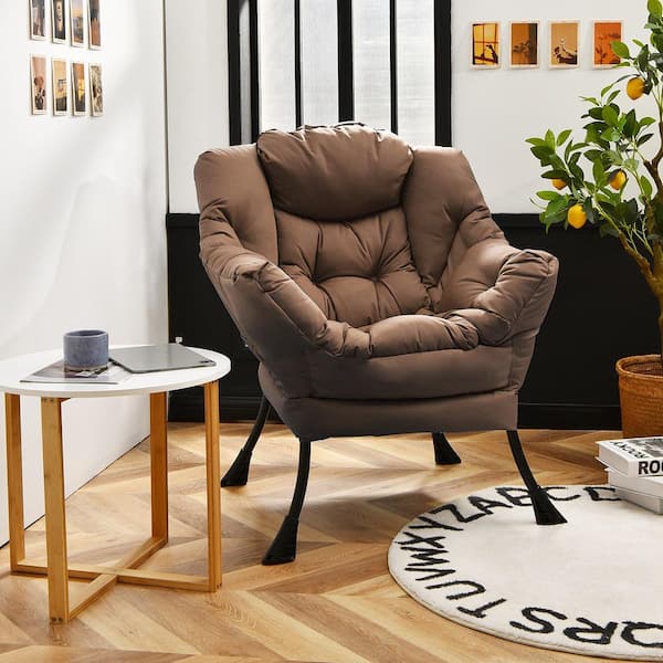 Costway Modern Brown Polyester Fabric Lazy Armchair Single