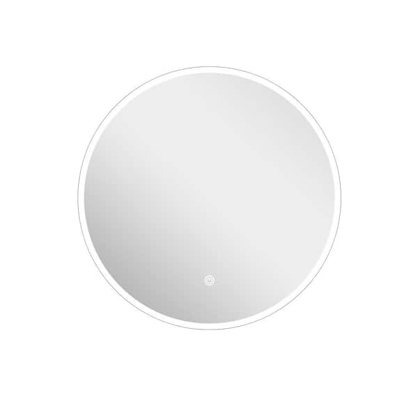 Unbranded 24 in. W x 24 in. H Round Frameless Wall Mount Anti-Fog Dimmable Bathroom Vanity Mirror
