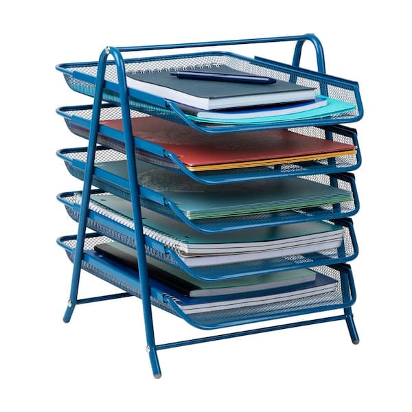 Unbranded 11.75 in. L x 14 in. W x 14.5 in. H 5-Tier Paper Tray, Desktop Organizer, File Storage, Turquoise