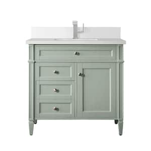 Brittany 36.0 in. W x 23.5 in. D x 34.0 in. H Single Bathroom Vanity in Sage Green with White Zeus  Quartz Top