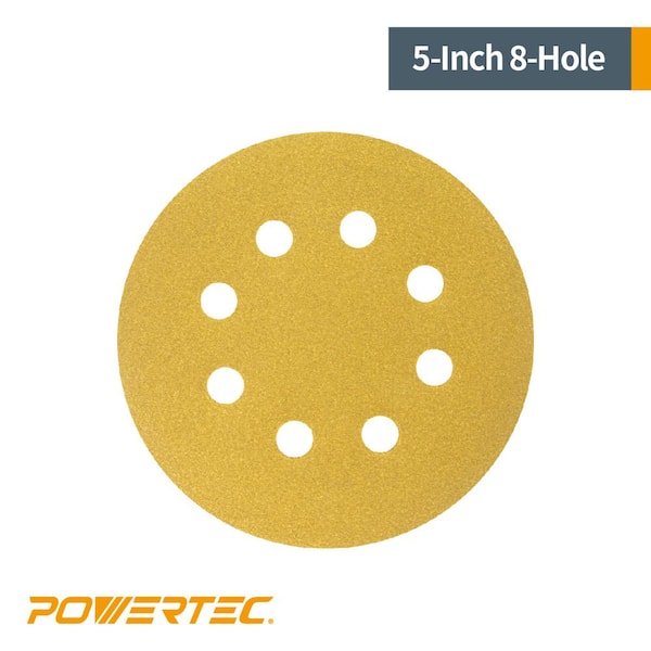 Premium  5" 5 Hole Gold Sanding Discs  Hook&Loop 220 Grit 100 Discs 