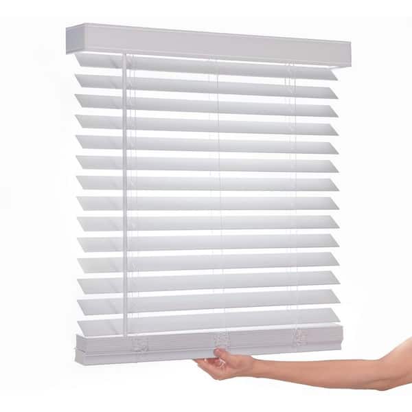 Home Decorators Collection White Cordless Faux Wood Blinds for
