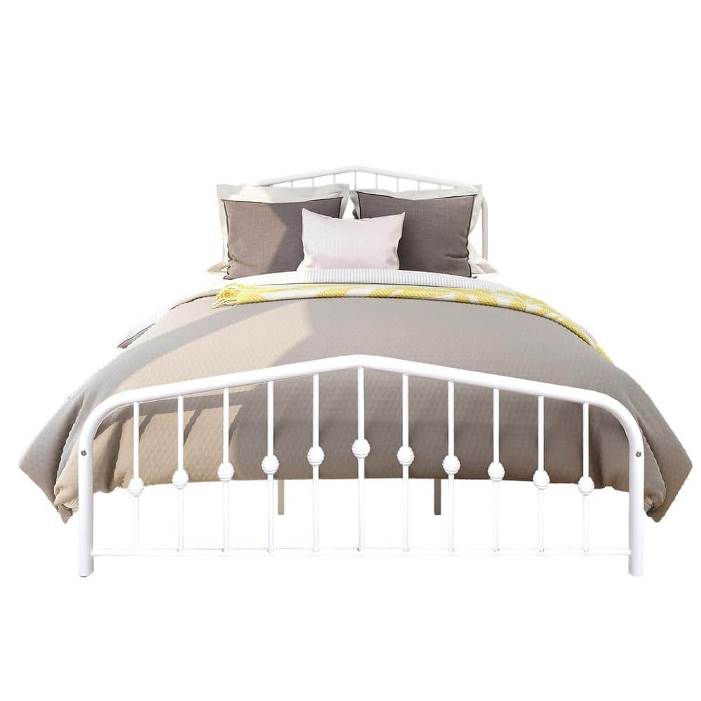 Modern Minimalist No Box Spring Needed 60 24 In W Queen Size White   White Platform Beds Pt648g Wh 64 1000 