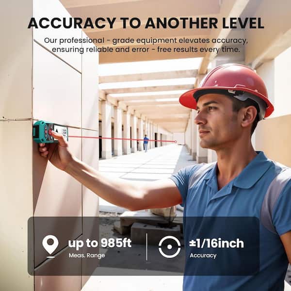 P9 980 ft. Professional Outdoor Laser Measuring Tool for Construction, 4X HD Zoom, 3 in. Backlit Display, P2P