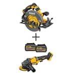 FLEXVOLT 60V MAX 7-1/4 in. Cordless Brushless Circ Saw, 4.5 in. - 6 in. Grinder, and (2) 6.0Ah Batteries