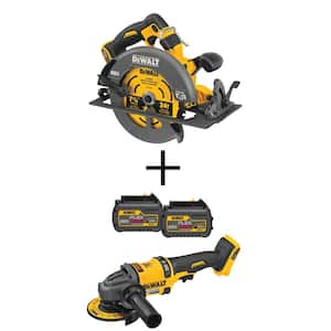 FLEXVOLT 60V MAX 7-1/4 in. Cordless Brushless Circ Saw, 4.5 in. - 6 in. Grinder, and (2) 6.0Ah Batteries