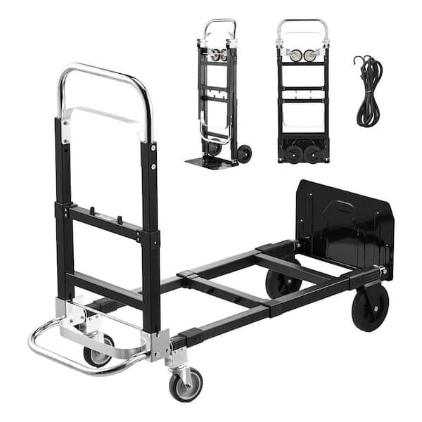 2 in 1 Folding Hand Truck, 500 lbs. Load Capacity for 4-Wheel Mode, Convertible Hand Truck Dolly with Wheels