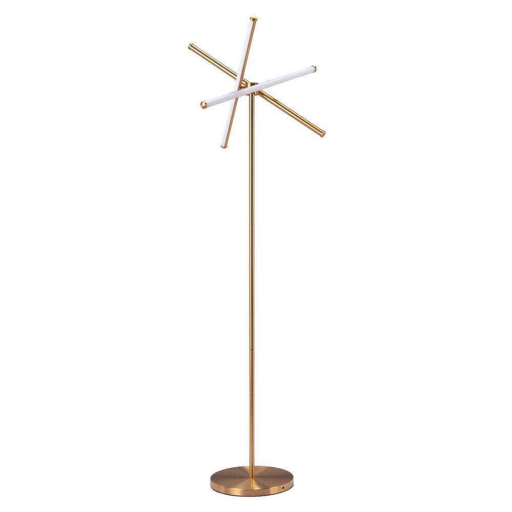 Adjustable Garza 65'' Gold and White Contemporary Floor Lamp