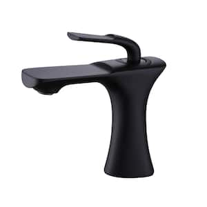 Single Handle Single Hole Bathroom Faucet 2.1 GPM, Vanity Faucet with Deckplate Included & Spot Resistant in Matt Black