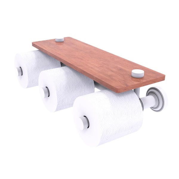 Allied Brass Dottingham Collection Wall Mounted Toilet Paper Holder in Matte White with Glass Shelf