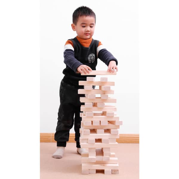 Matty's Mix-Up 60pc Large Colorful Wooden Tumble Tower Deluxe Stacking Game with
