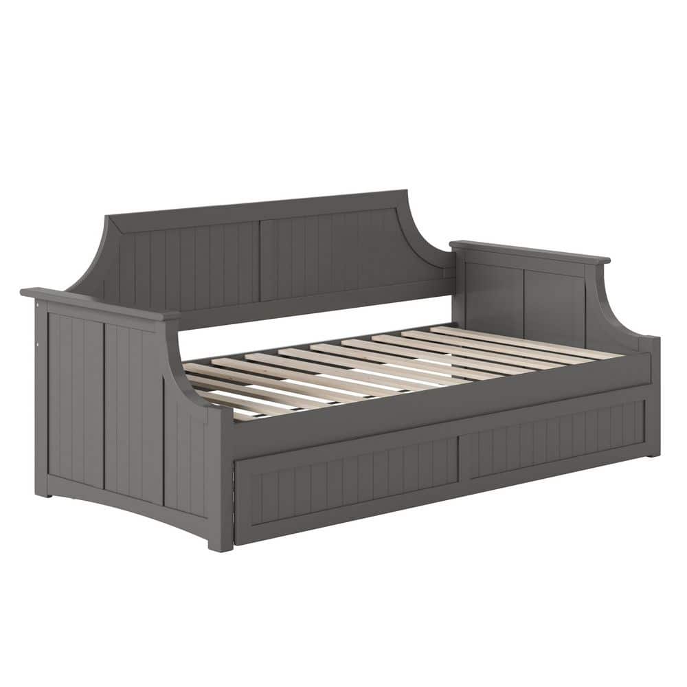 Cambridge Gray Twin Wood Daybed with Trundle and Storage