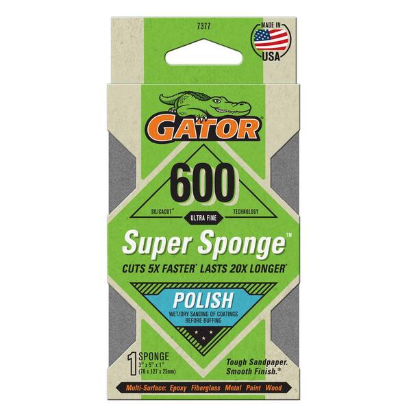 Gator Super Sponge 3 in. x 5 in. x 1 in Ultra Fine 600 Grit Sanding Sponge