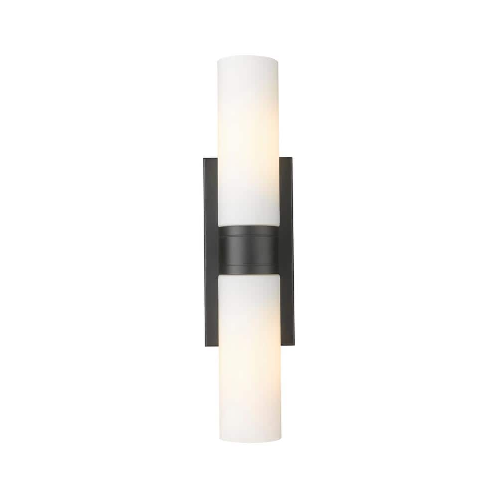 Ballston Urban 18 in. 2-Light Matte Black Vanity Light with Glass Shade price history on PriceWatchPro