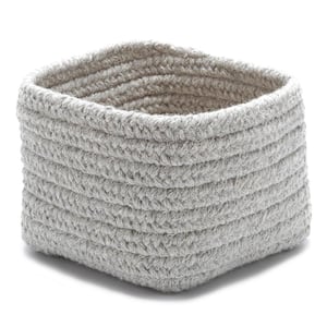 Natural 11 in. x 11 in. x 8 in. Wool Storage Basket in Light Gray