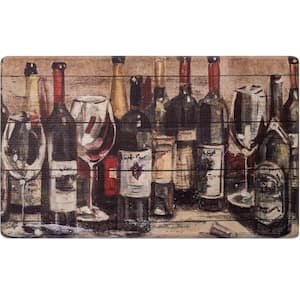 Cozy Living Wine Collection Brown 17.5 in. x 30 in. Anti Fatigue Kitchen Mat
