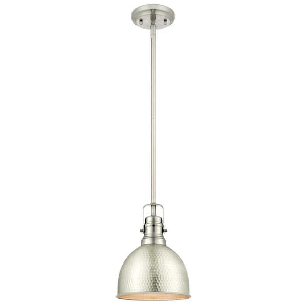 Madras 1-Light Brushed Nickel Mini Pendant with Hammered Shade