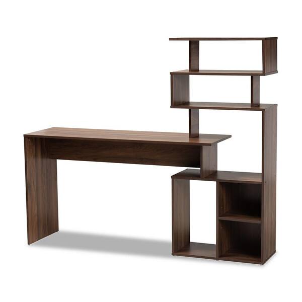 Baxton Studio Foster 63 in. Walnut Brown Computer Desk 182 11694