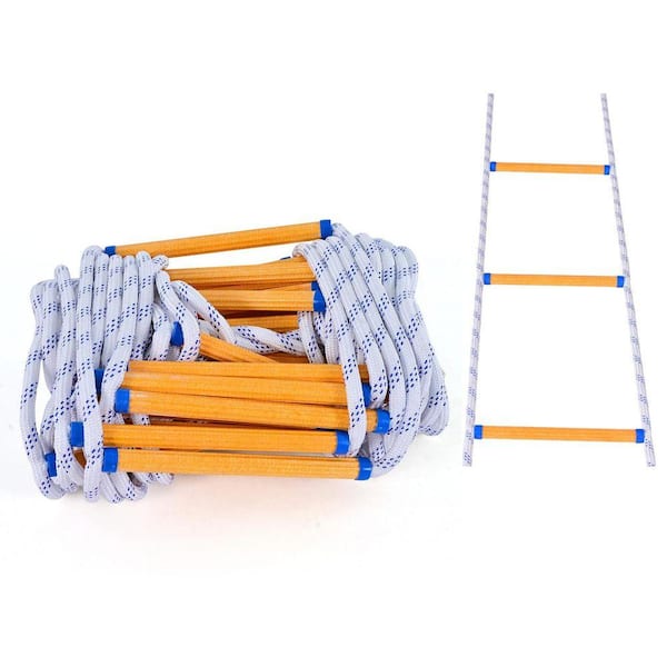 16.4 ft. 2-Story Emergency Fire Escape Ladder Flame Resistant with Hooks, Up to 2000 lbs.