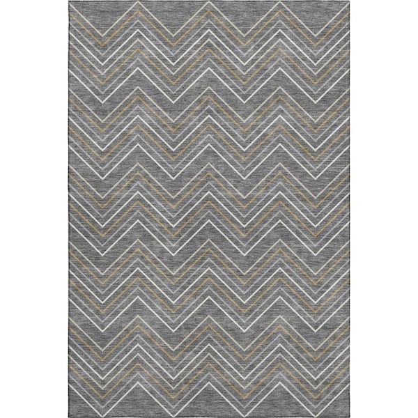 Mayfield Premium Machine Washable Abstract AMF2391 Gray 3 ft. x 5 ft. Area Rug