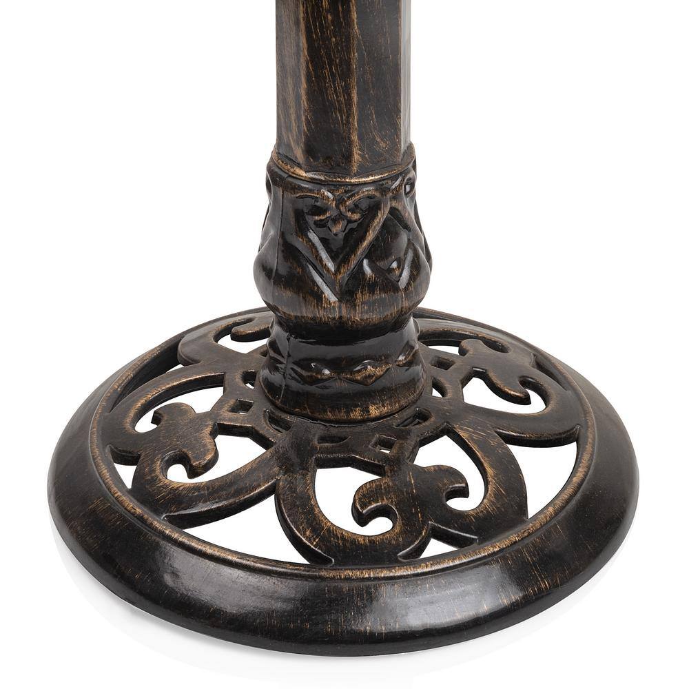 Bronze Plastic Bird Bath with Bird Figurine, 27-Inch
