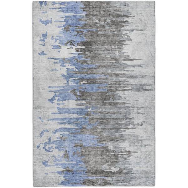 Dream Shag Premium Machine Washable Abstract ADS704 Blue 9 ft. x 12 ft. Area Rug