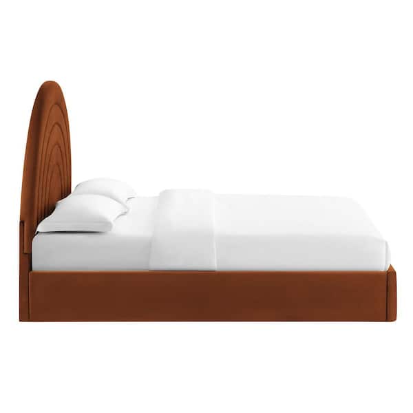 MODWAY Solana Brown Wood Frame Full Platform Bed with Arch