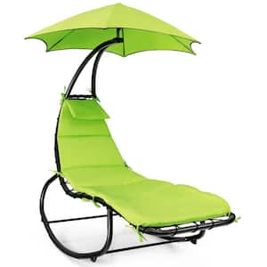 6 ft. Free Standing Hammock Chair With Shade Canopy and Built-In Pillow in Green