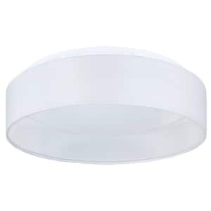 Palomaro 12.59 in. W x 3.5 in. H White LED Flush Mount with Linen Shade