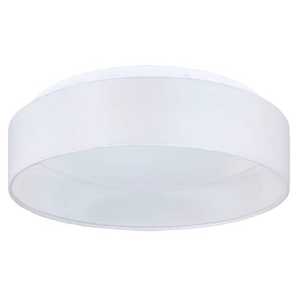 Eglo Palomaro 12.59 in. W x 3.5 in. H White LED Flush Mount with Linen Shade