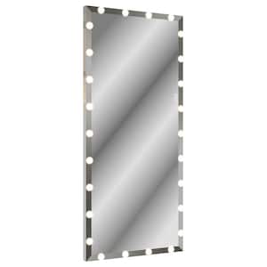 32 in. W x 71 in. H Rectangular Aluminium Framed Wall Bathroom Vanity Sliver Mirror With 3-Color Modes Lighted