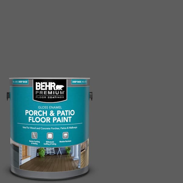 BEHR PREMIUM 1 gal. #N520-6 Asphalt Gray Gloss Enamel Interior/Exterior Porch and Patio Floor Paint
