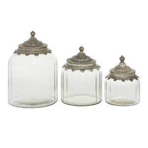 Clear Glass Traditional Decorative Jar (Set of 3)