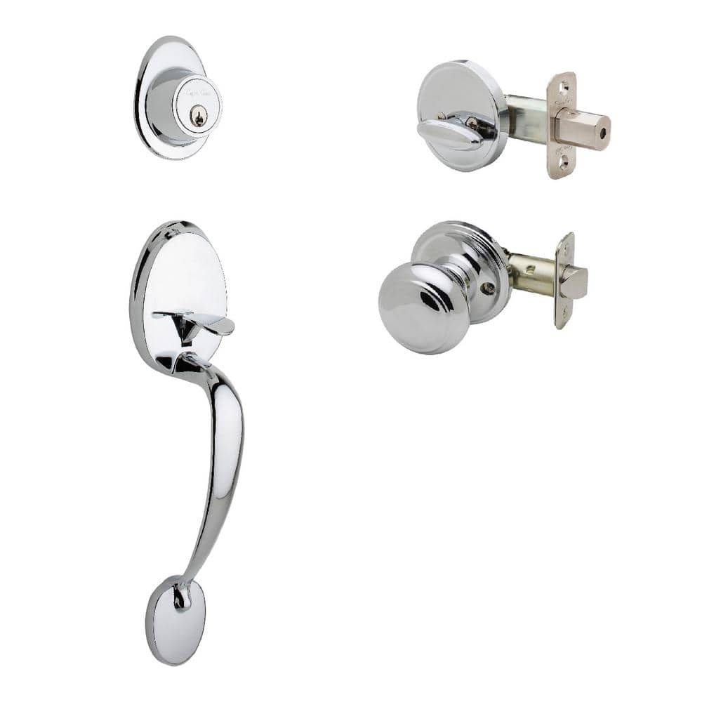 Copper Creek Colonial Polished Stainless Door Handleset and Colonial Knob Trim