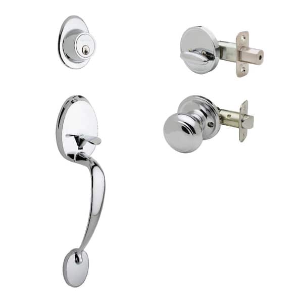Copper Creek Colonial Polished Stainless Door Handleset and Colonial Knob Trim