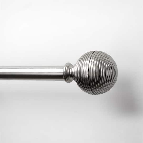 Lumi 66 in. - 120 in. Adjustable Single Curtain Rod 3/4 in. Dia. in Brushed Nickel with Lined Ball finials