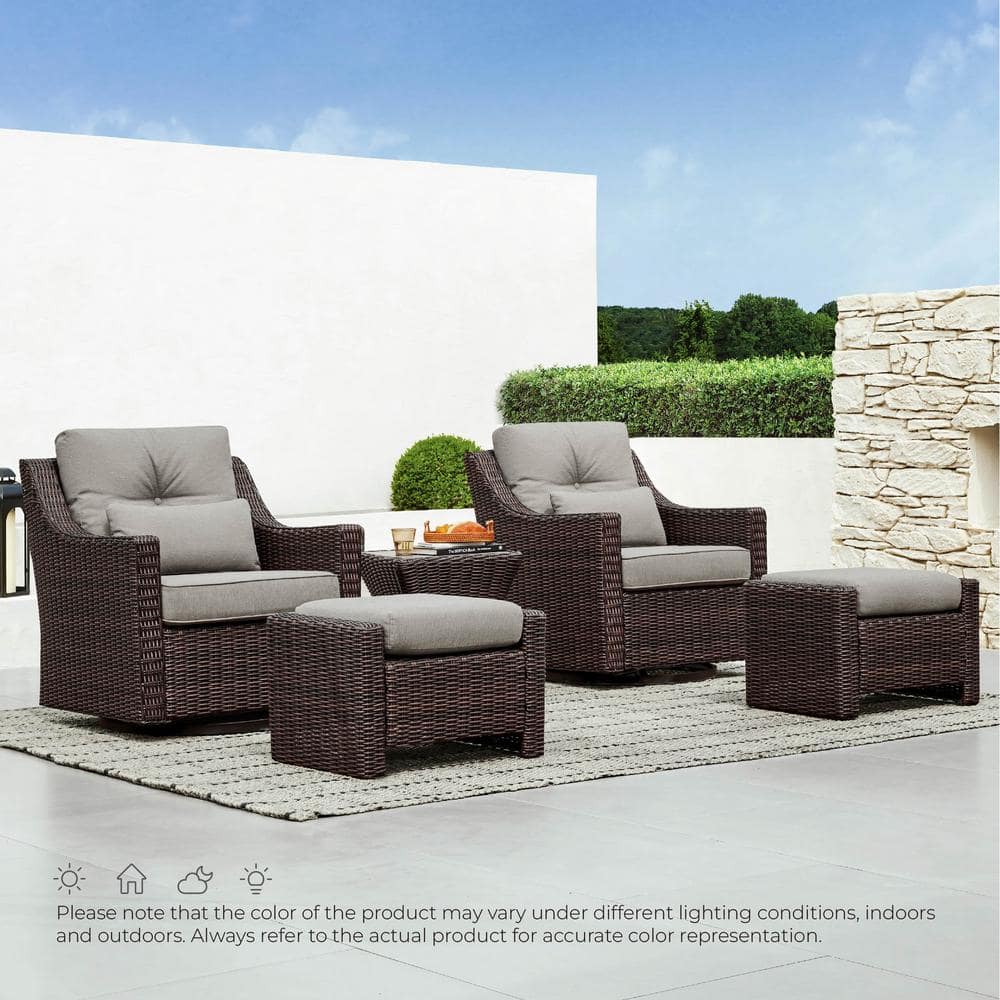 Spruce & Spring Thaddeus 5 Pieces Brown Fabric Chair Set