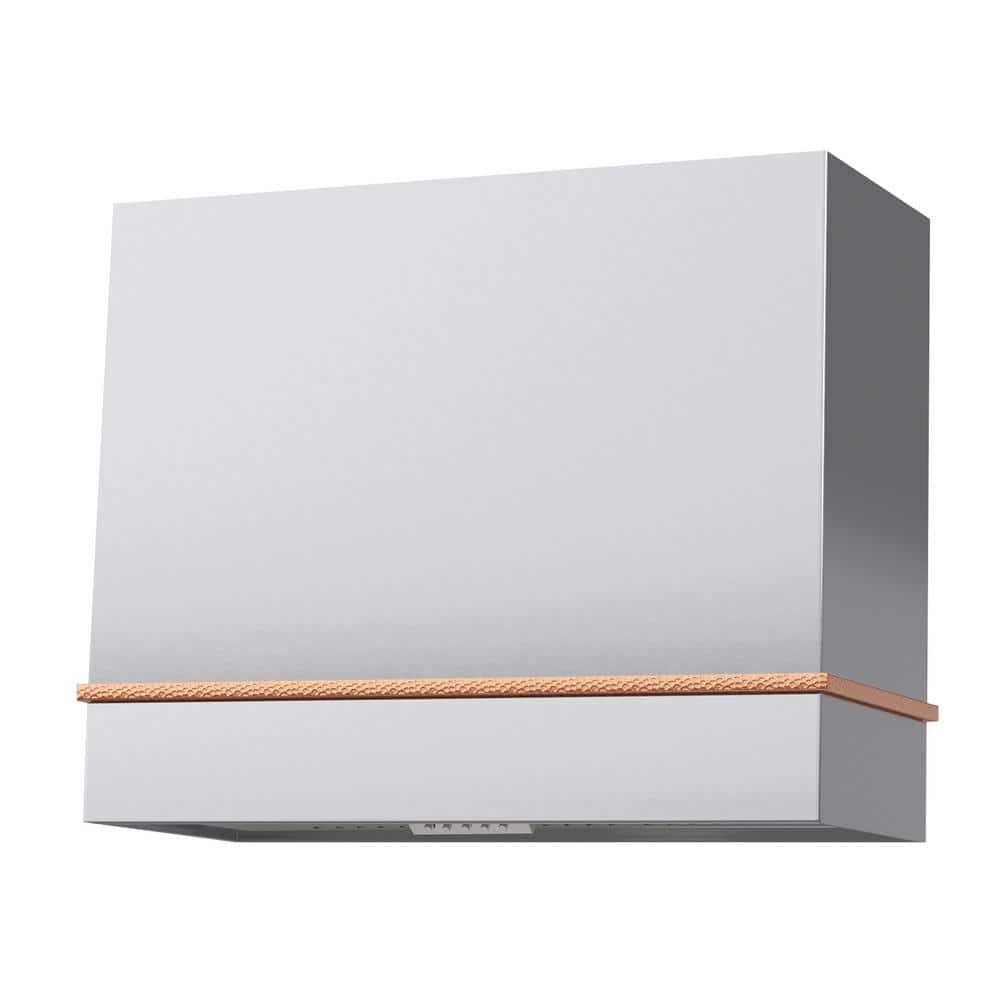 36 in. Stainless Steel Range Hood with Vent Motor, 600 CFM, 3-Speed, Wall Mount, in Brushed Stainless Steel with Copper