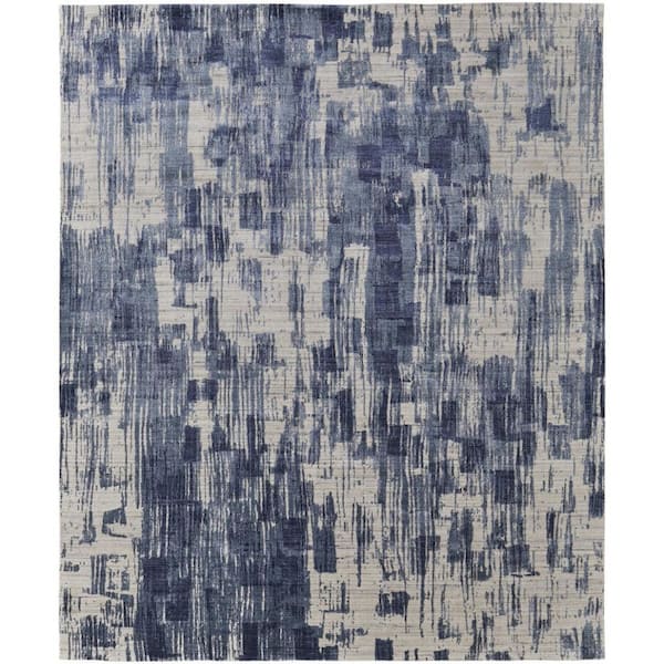 9 ft. x 12 ft. Blue, Ivory Abstract Area Rug
