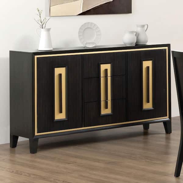 Furniture of America Demi Espresso Wood 60 in. Buffet Server with Drawers