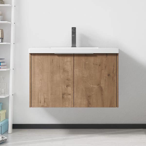 Xspracer Victoria 30 in. W x 18 in. D x 19 in. H Floating Modern Design Single Sink Bath Vanity with Top and Cabinet in Wood