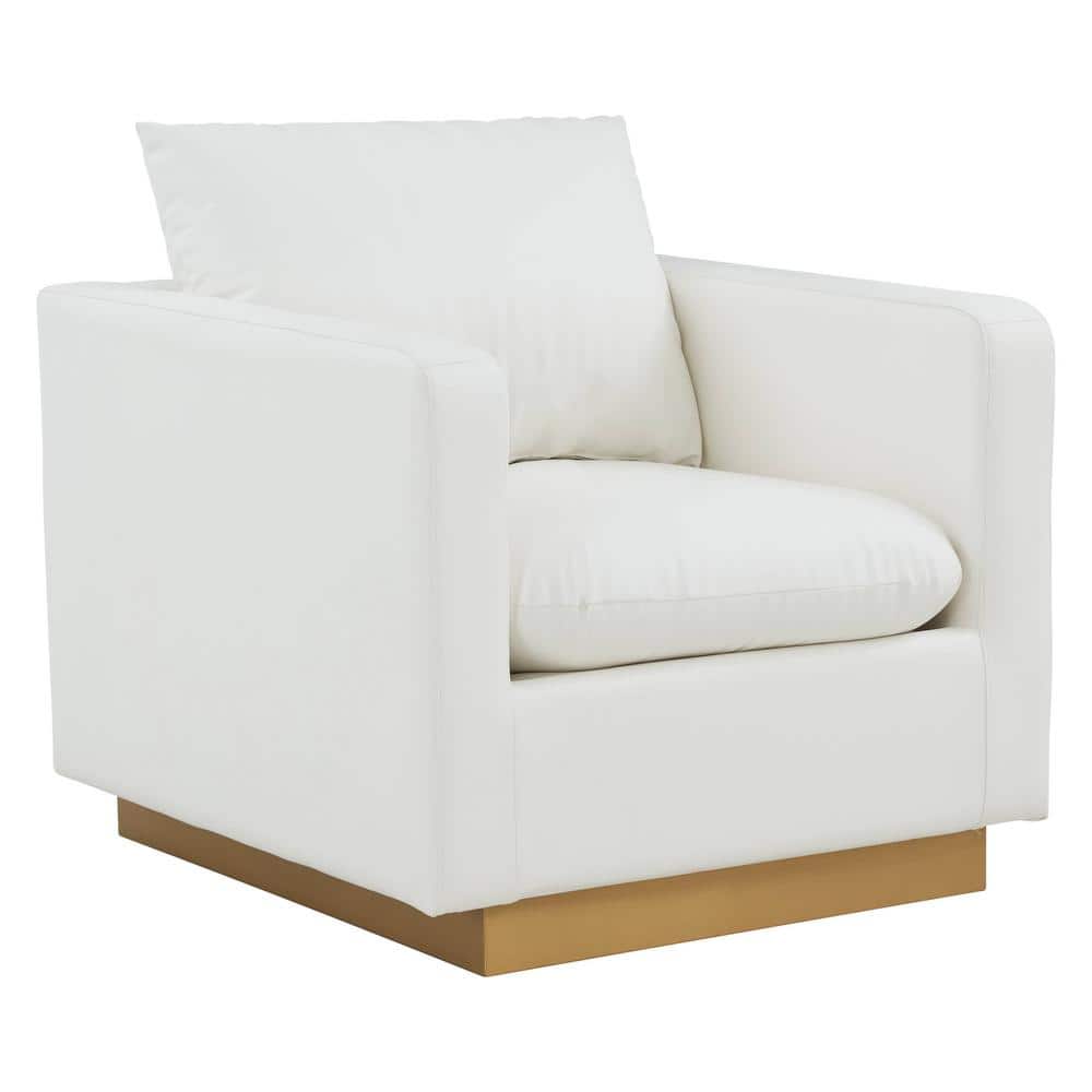 Leisuremod Nervo Modern Gold Frame White Leather Upholstered Accent Arm  Chair With Removable cushions NS32W-L - The Home Depot, image size:1000x1000
