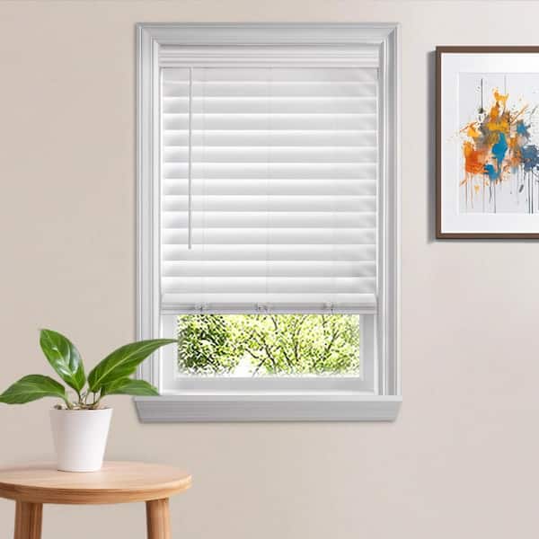 Home Decorators Collection White Cordless Premium Faux Wood blinds