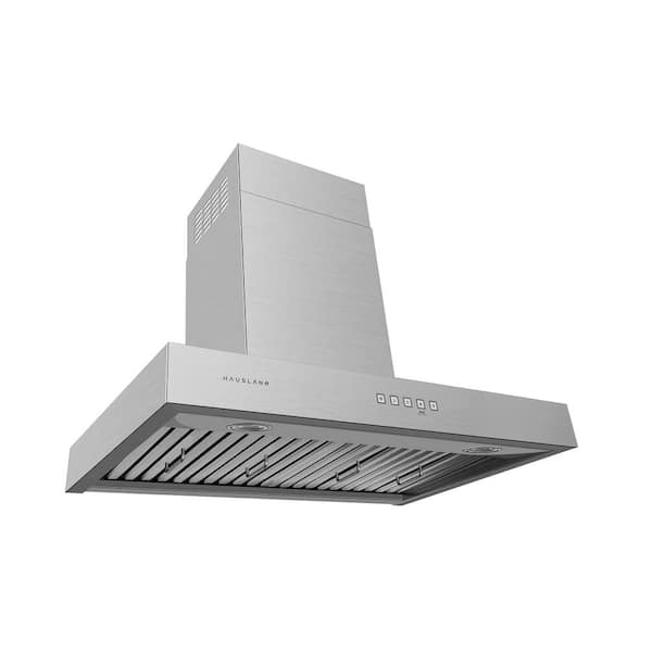 HAUSLANE Contemporary 30 in. Convertible Wall Mount Range Hood with Low Noise Operation and Heavy Duty Filter in Stainless Steel