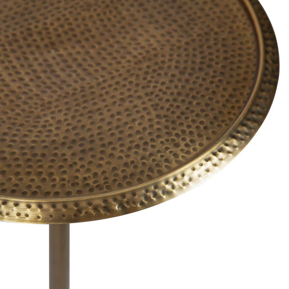 Sanzo Gold Round Hammered Metal Side Table